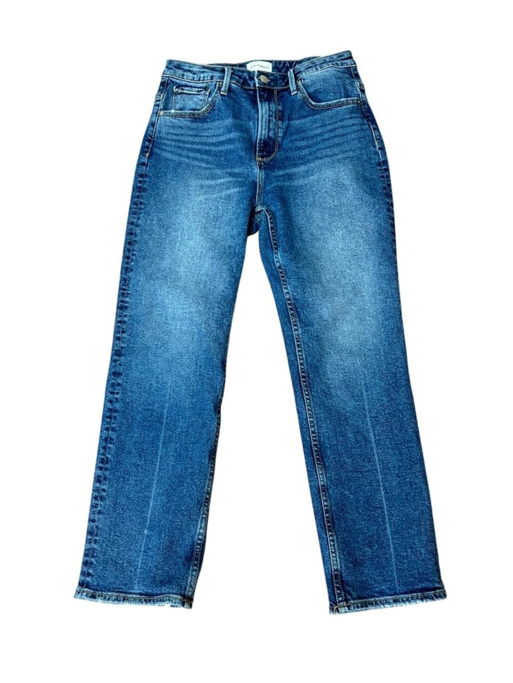 Driftwood Stella High-Rise Straight-Leg Jeans W 27 L 27 Frayed Hem Blue Denim